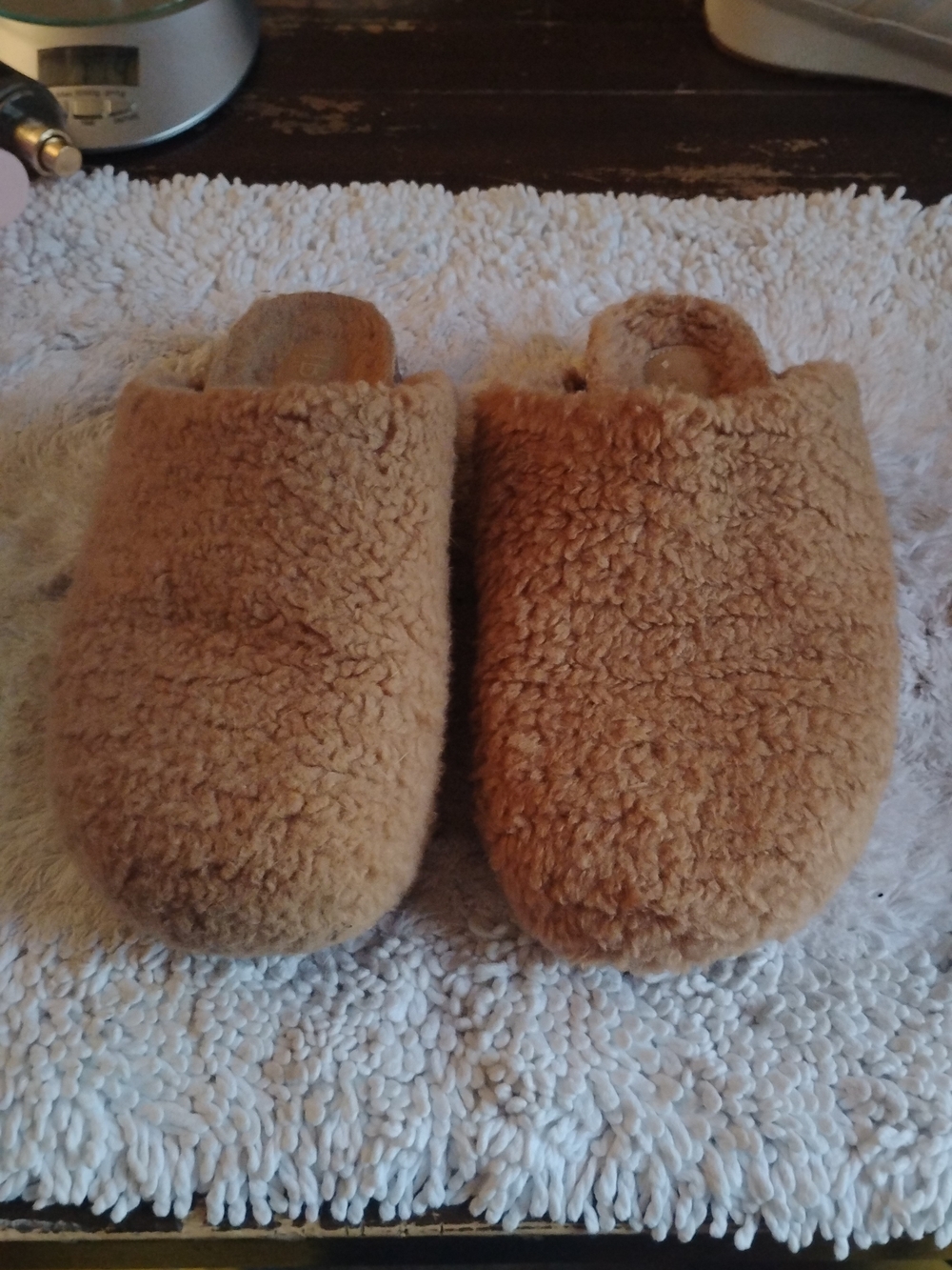 INTENTIONALLY BLANK Tan Faux-Sherpa Slip-On Mules